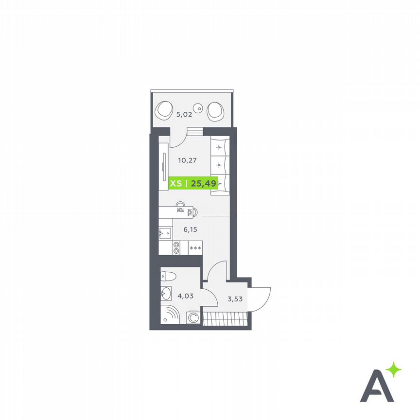 Квартира-студия, 25,5 м², 9/12 эт.