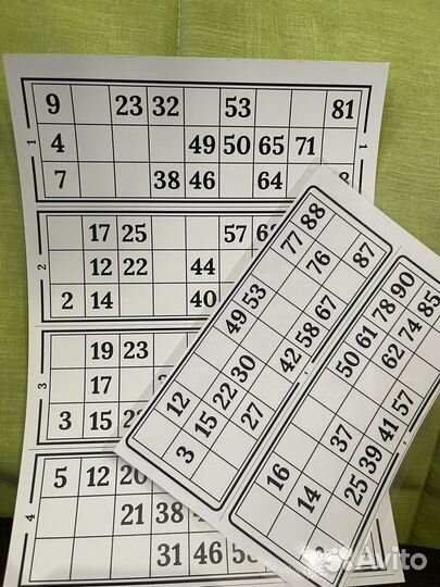 Карточки для игры в Русское лото