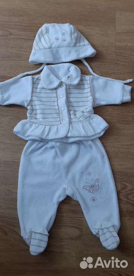 Костюм молочный велюровый, р.56+ шапочка