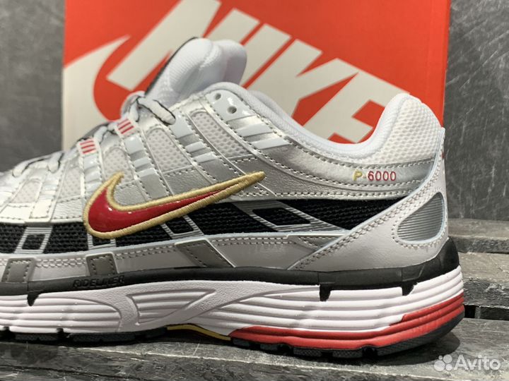 Nike P-6000 Metallic Silver Red