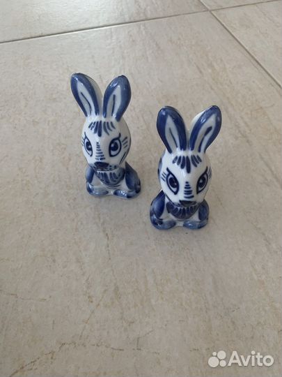 Статуэтки птицы лфз Гжель заяц