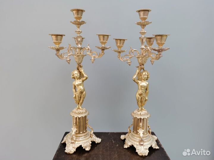 Подсвечники канделябры 19 век бронза золото
