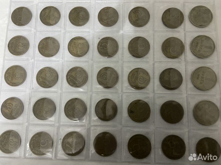 Монеты СССР 5 копеек и один рубль