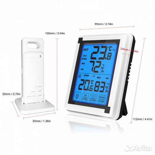 Цифровой гигрометр/термометр, 3 беспроводных датчи