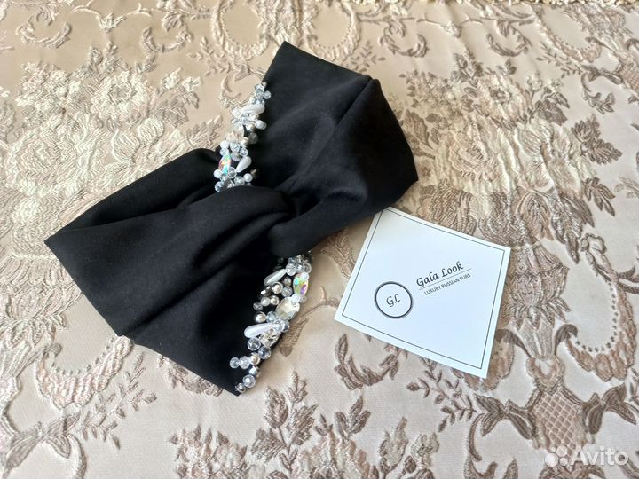 Новая Повязка на голову эко замша со стразами