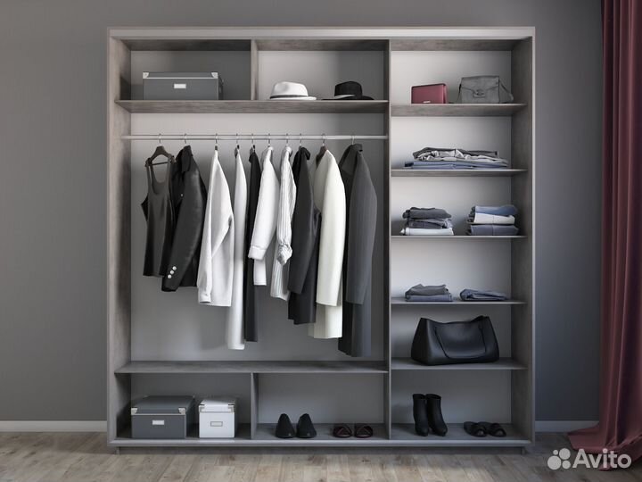 Шкаф купе в цвете бетон
