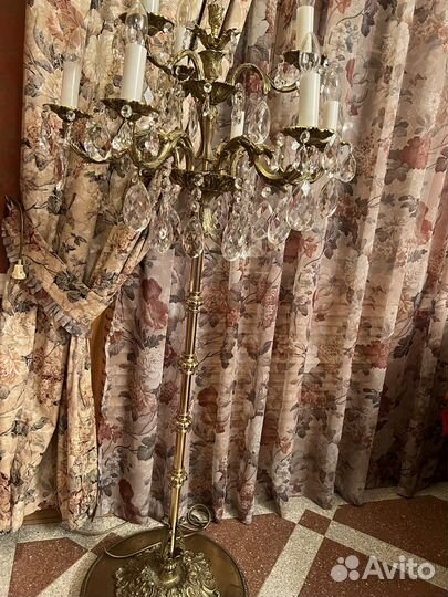 Торшер канделябр напольн.,пр-во Чехия,бронза,9рожк