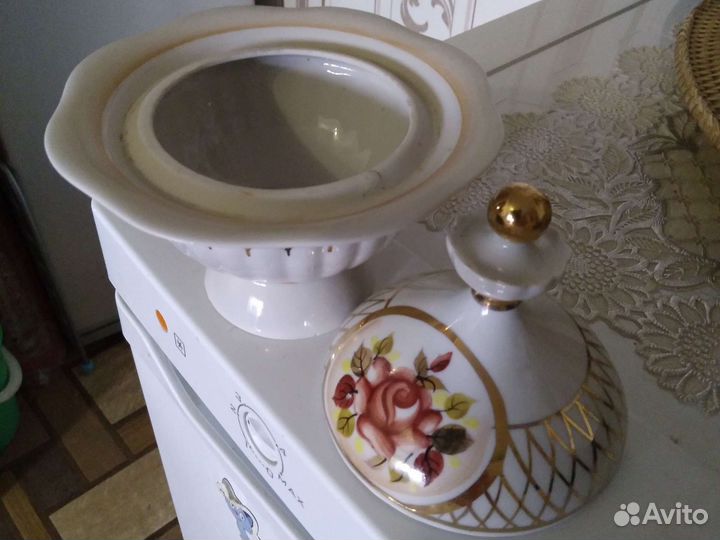 Конфетница с крышкой СССР и сахарница