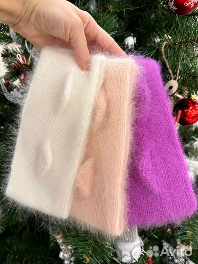 Повязка с ушками из пуха норки