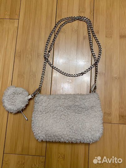 Мини сумочка на цепи тедди мех