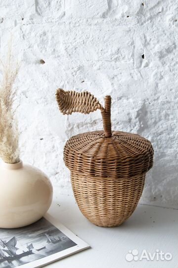 Плетёная шкатулка Жёлудь (ручная работа)