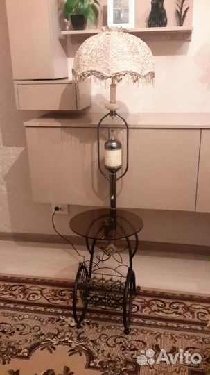Торшер с стеклянным столиком СССР