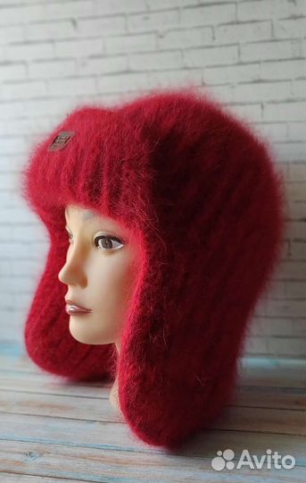Шапка ушанка из ангоры в 6 нитей