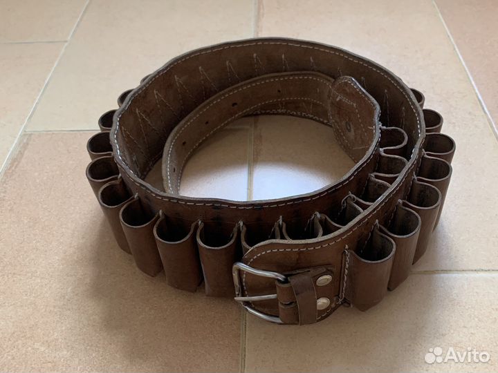 Ремень патронташ 12 калибр кожаный на 30 патронов