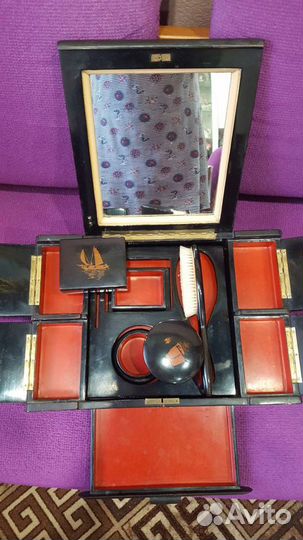 Туалетный набор шкатулка старый Китай живопись 195