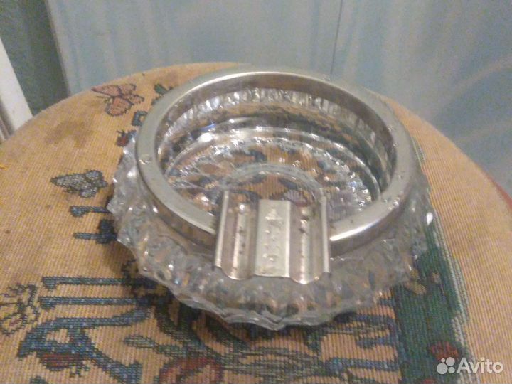 Пепельница СССР, хрусталь, металл