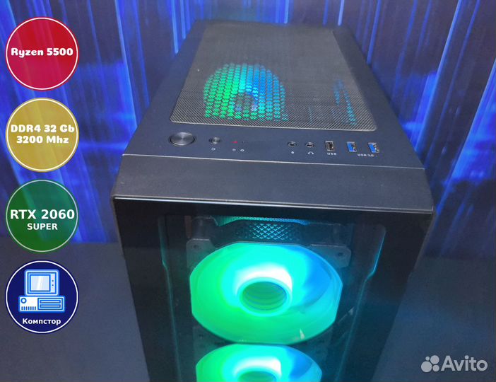 Игровой пк новый AMD5500-RTX2060SUP-32DDR4-JEU-A520