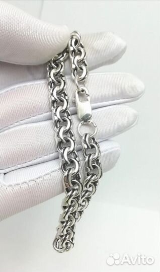 Серебряный браслет Бисмарк из серебра 925 пробы, полновесный, замок карабин, длина 22 см, вес 21,00г