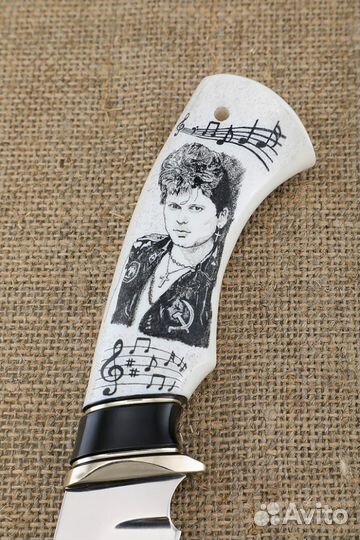 Авторский нож Русак CPM 125v, рукоять со скримшоу