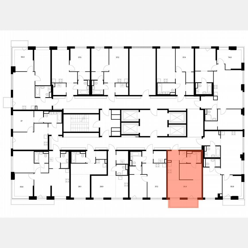 1-к. квартира, 35,8 м², 7/32 эт.