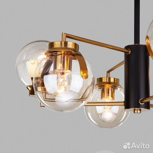 Люстра металл и стекло в спальню современная