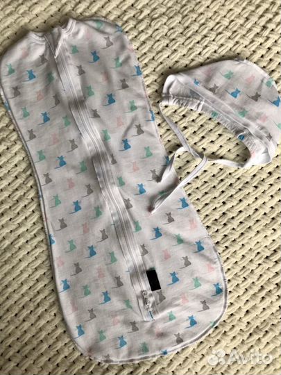 Пеленка-кокон и чепчик Mjolk утепленные 6-9 кг