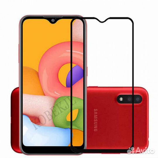 Защитные Стекла для samsung A01 (черная рамка)