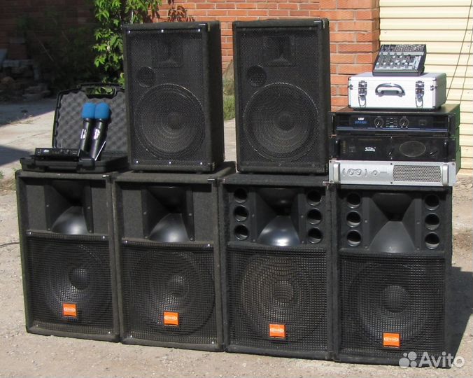 Колонки 2600W EVM 6шт усилители микшер микрофоны