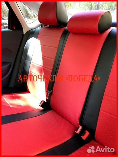 Чехлы Volkswagen Polo 1 из экокожи чёрно-красные