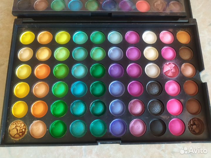 Большая палетка цветных теней, 120 цветов