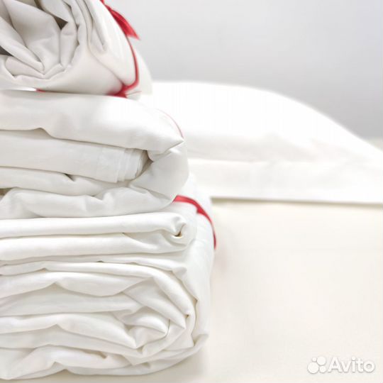 Комплект белого постельного белья сатин жаккард