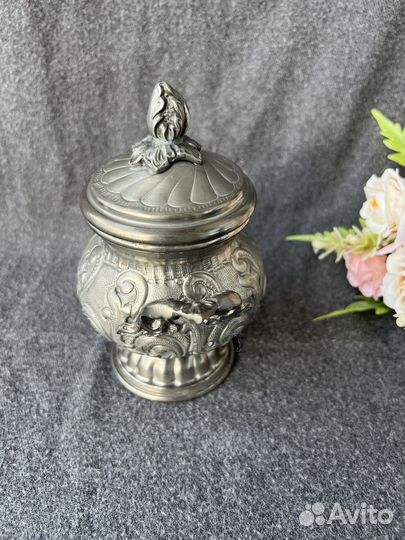 Сахарница винтажная оловянная
