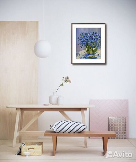 Картина маслом незабудки