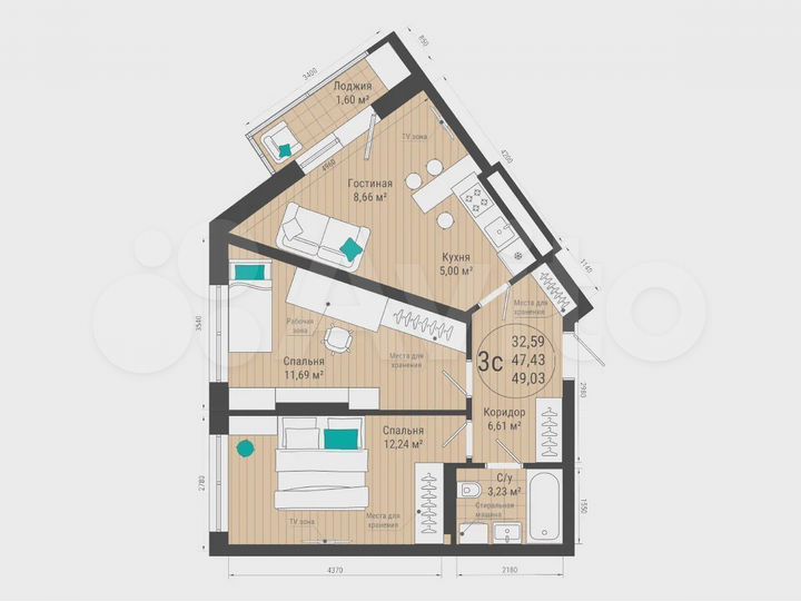 3-к. квартира, 49 м², 18/27 эт.