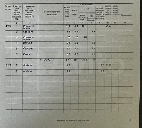 2-к. квартира, 55,1 м², 5/5 эт.