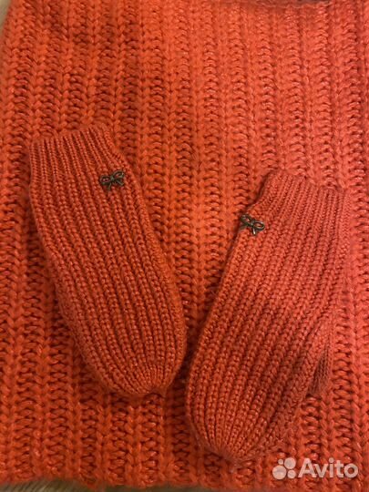 Шапка снуд и варежки женский