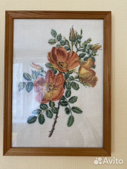Готовая вышивка из Голландии, в раме под стеклом