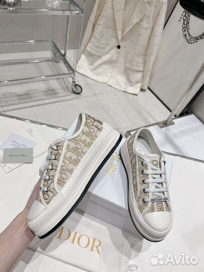 Кеды Christian Dior CD платформа текстиль