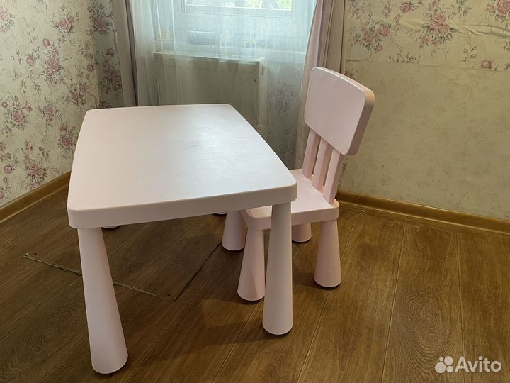 Стол IKEA mammut розовый