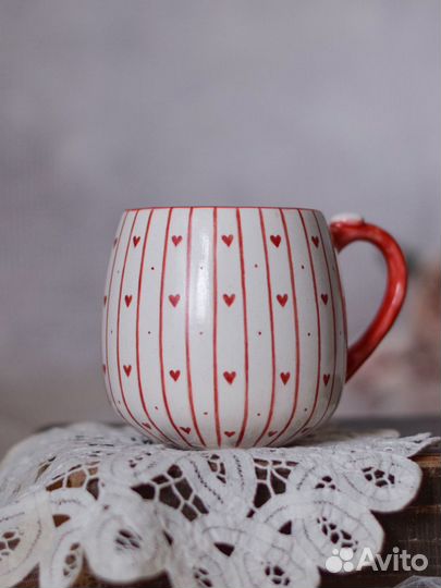 Кружка керамическая ручная работа сердце