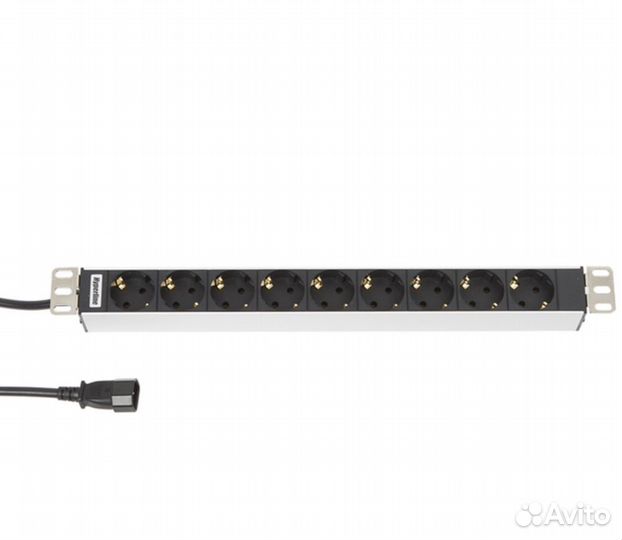 Сетевой фильтр 10А Hyperline SHT19-8SH-S-2.5IEC