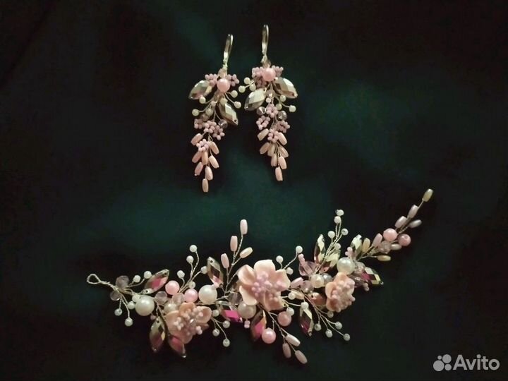 Свадебная нежная веточка и серьги