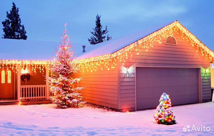 Новогоднее оформление домов, фасадов