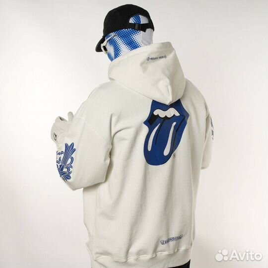 Зип худи chrome hearts белое с языком