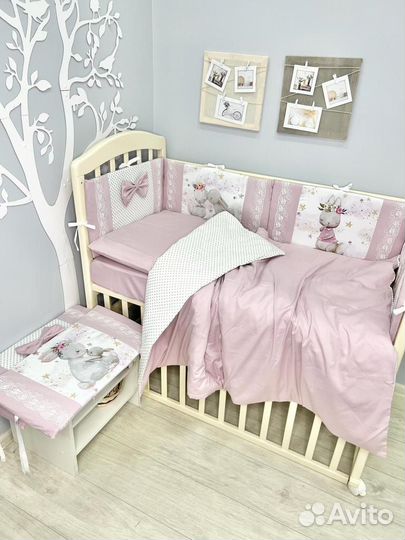 Комплект в кроватку из сатина