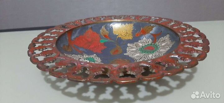 Ваза для сладостей. Латунь. Индия. Эмаль