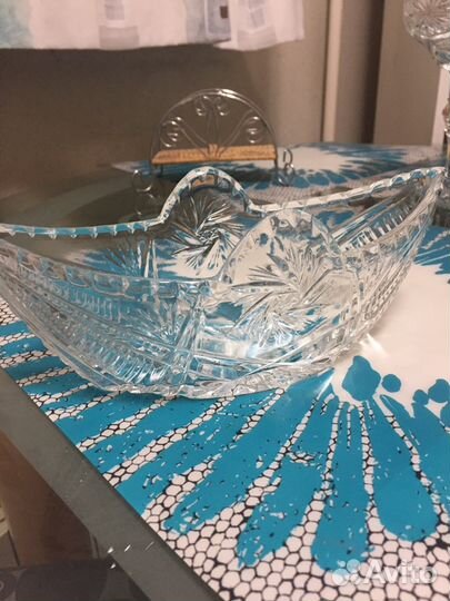 Конфетница-ладья хрусталь новая СССР