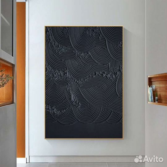 Картина маслом черная абстракция