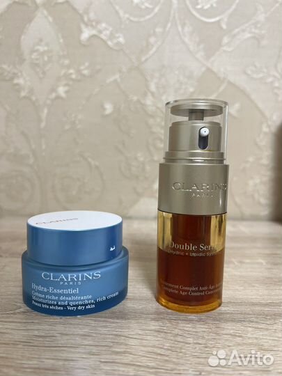 Уход для лица Clarins.Сыворотка double serum, крем