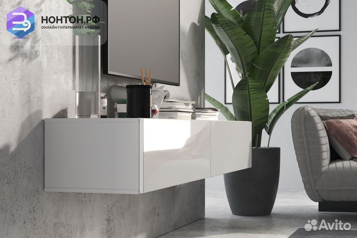 Тв-тумба somero белый / белый глянец